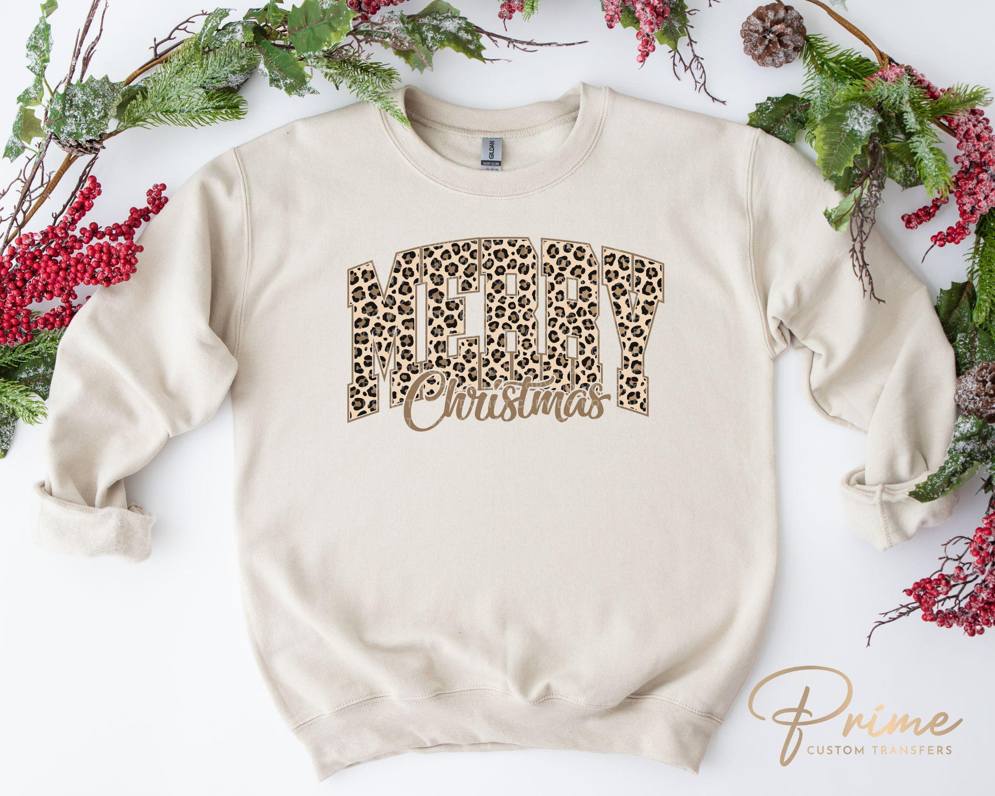 Leopard Print Merry Christmas DTF Transfers, Ready to Press, T-shirt Transfers, Heat Transfer, Direct to Film, Holiday, Holiday Gift for Mom