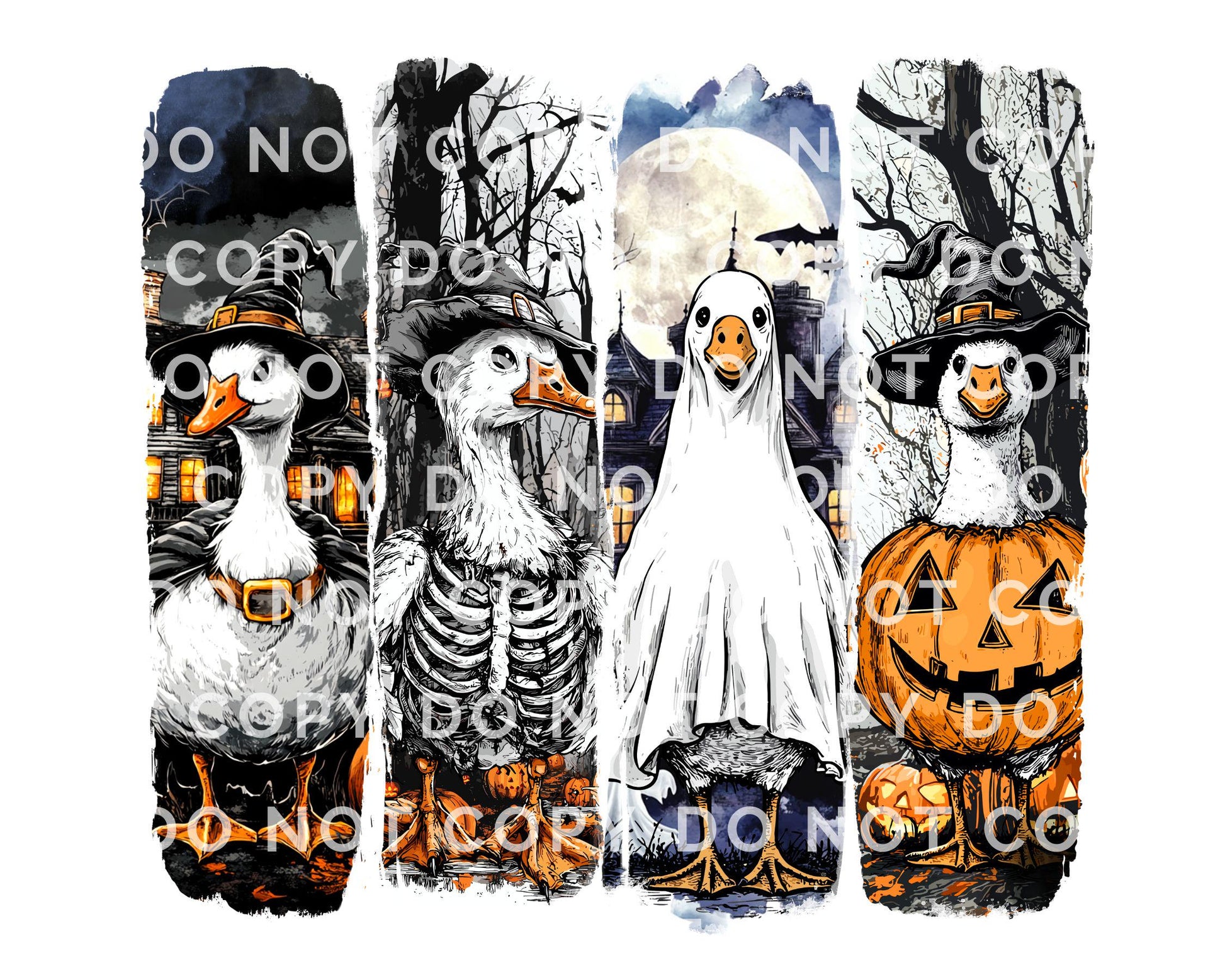 Halloween Ghost Goose DTF Transfer, Ready to Press, Transfer, Heat Transfer, Direct to Film, Autumn, Skeleton, Spooky Season, Trendy