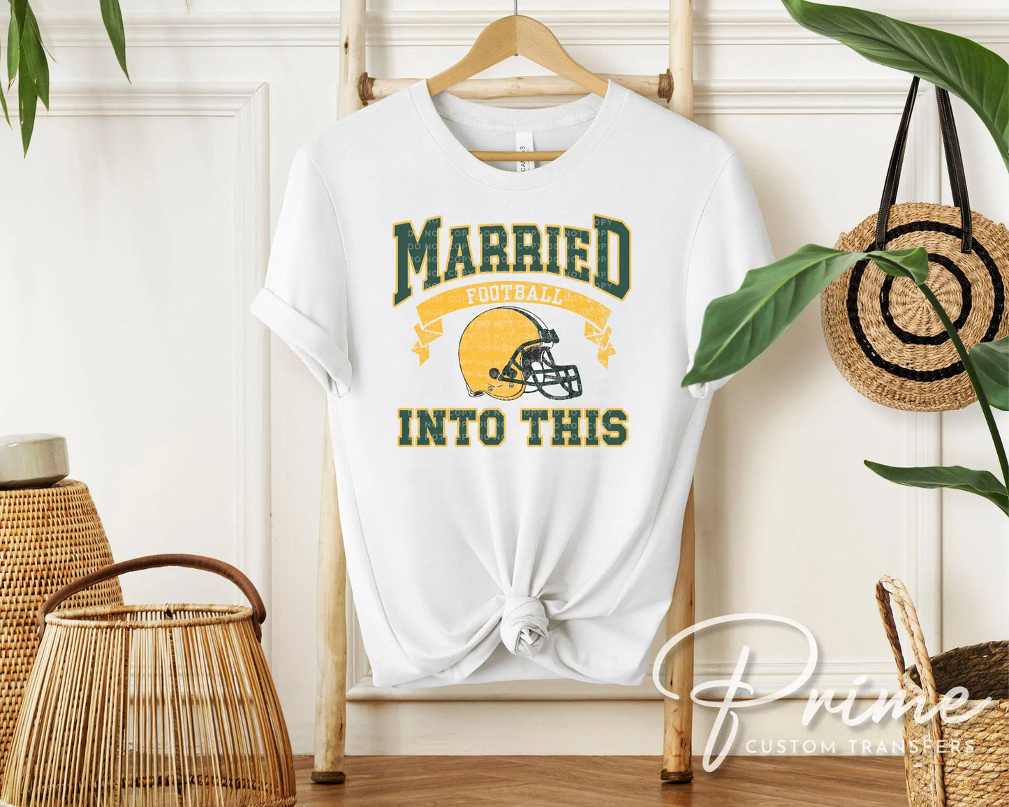 Green Bay Football DTF Transfer, Ready to Press, T-shirt Transfer, Heat Transfer, Direct to Film, Wisconsin, Wife Matching Married Into This