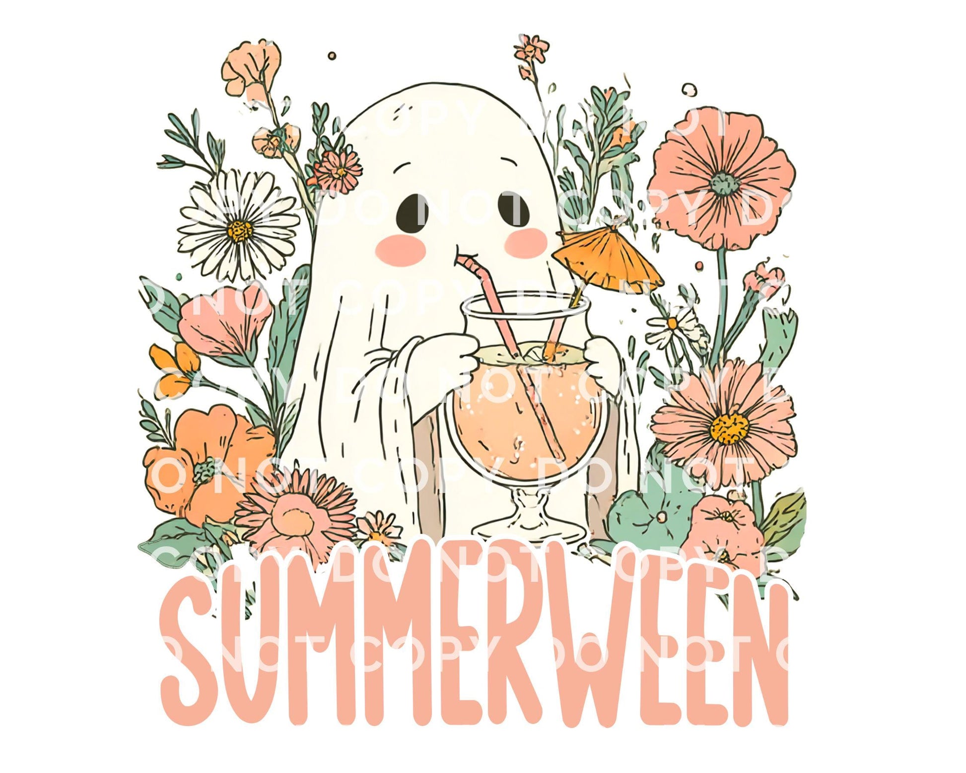 Summerween DTF Transfer, Ready to Press, T-shirt Transfer, Heat Transfer, Direct to Film, Beach, Funny Shirt, Boho Ghost Summer Halloween
