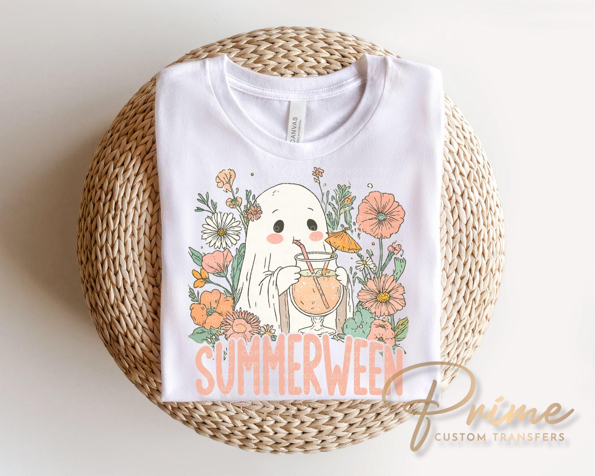 Summerween DTF Transfer, Ready to Press, T-shirt Transfer, Heat Transfer, Direct to Film, Beach, Funny Shirt, Boho Ghost Summer Halloween
