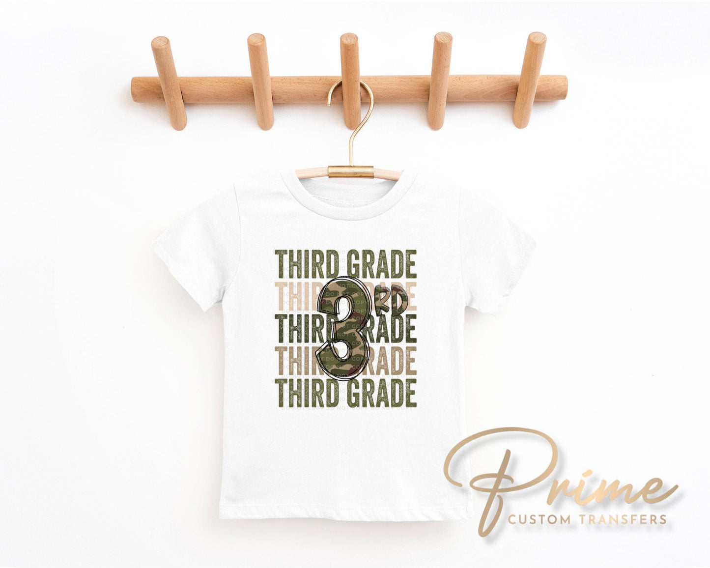 Third Grade DTF Transfer, First Day of School, Heat Transfer, Ready to Press, Direct to Film, Camo, Camouflage, 3rd, First Day of School