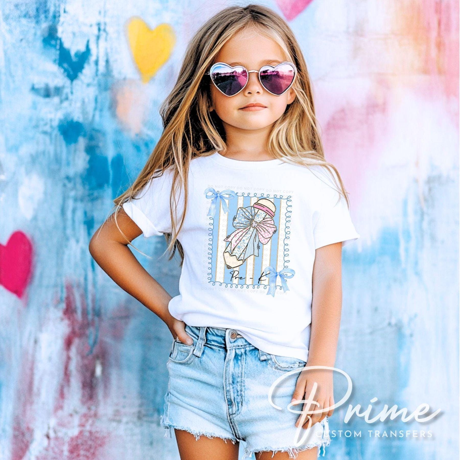 Coquette Pre K DTF Transfer, Ready to Press, T-shirt Transfer, Heat Transfer, Direct to Film, Back to School, Pencil Bow, Floral Preschool