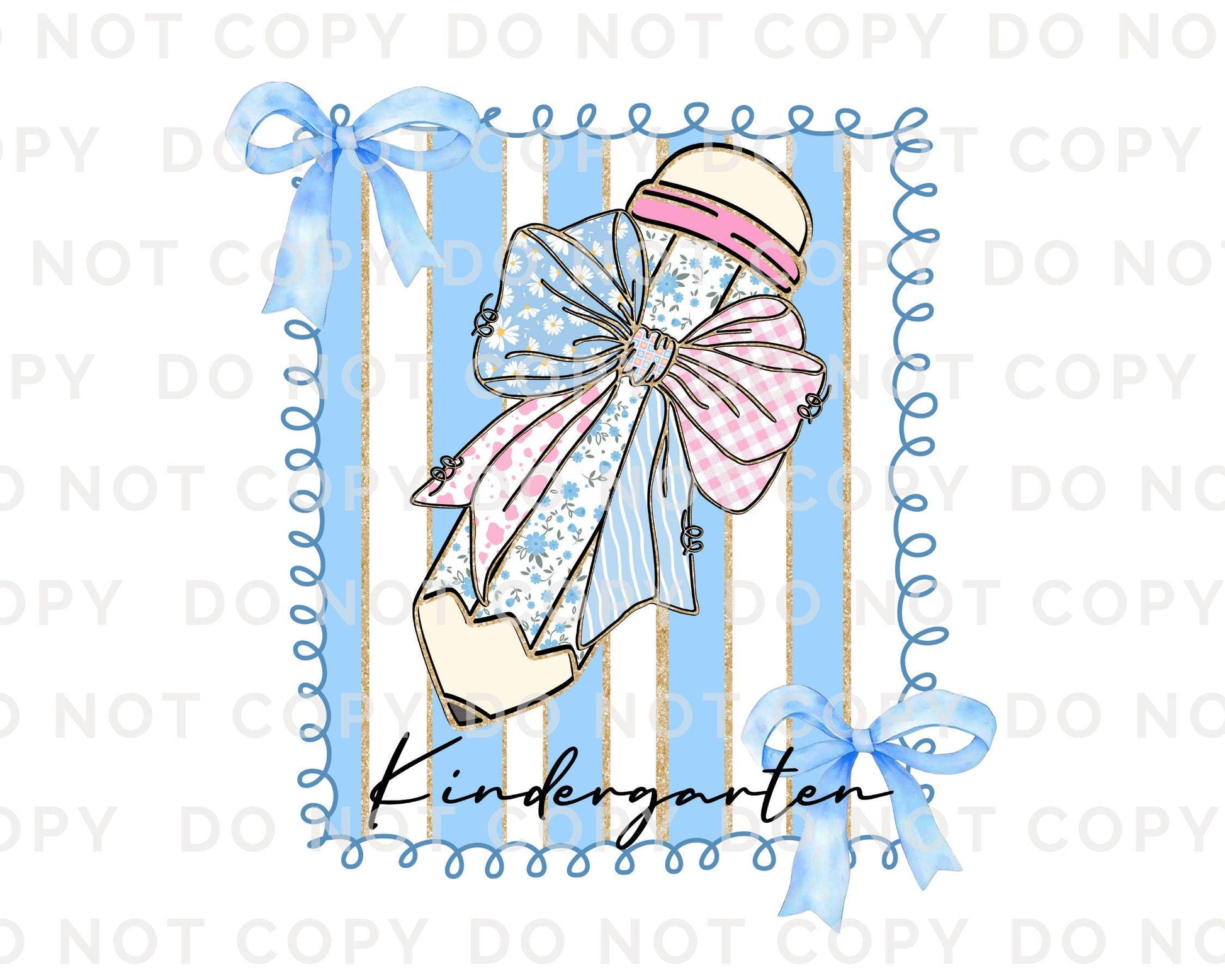 Coquette Kindergarten DTF Transfer, Ready to Press, T-shirt Transfer, Heat Transfer, Direct to Film, Back to School, Pencil, Floral, Bow
