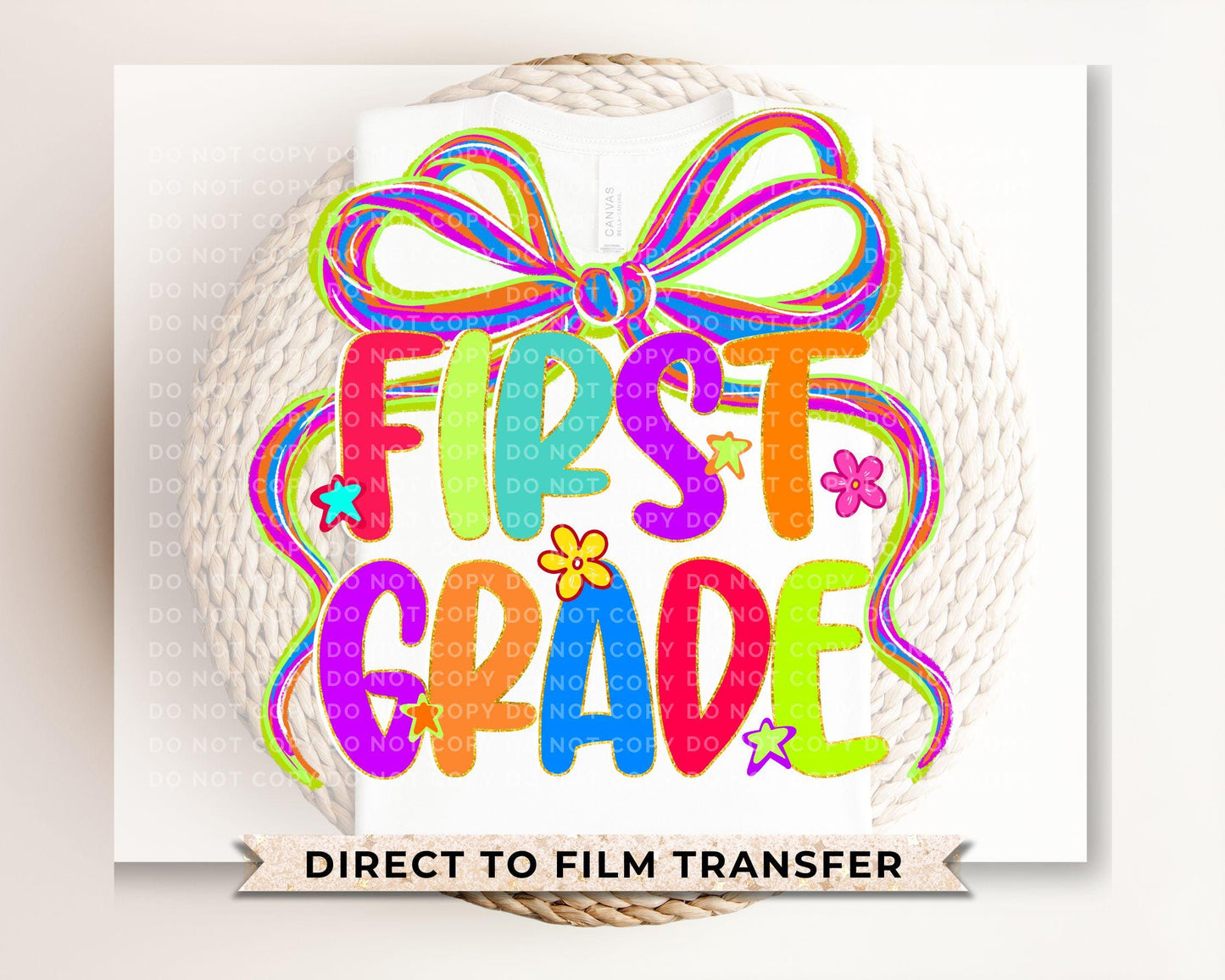Coquette First Day of School DTF Transfer, Ready to Press, T-shirt Transfer, Heat Transfer, Direct to Film, Back to School Floral Pencil Bow