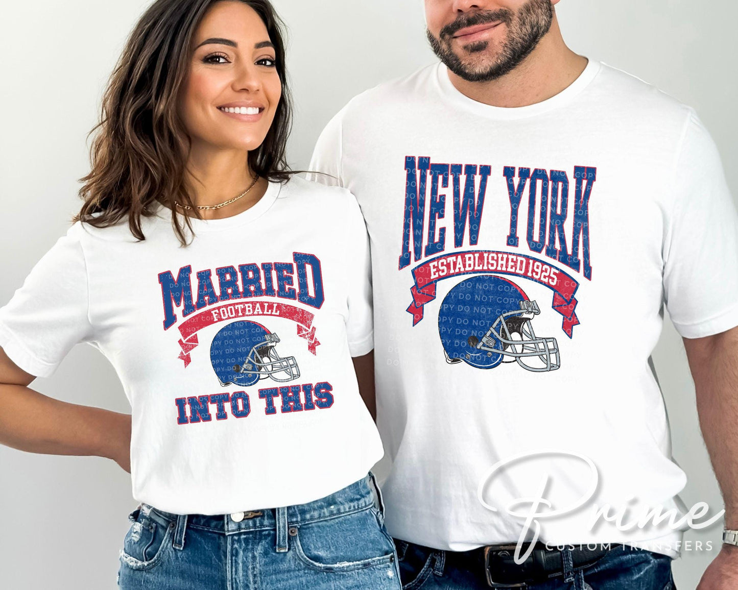 New York Football DTF Transfers, Ready to Press, T-shirt Transfers, Heat Transfer, Direct to Film, Sports, Wife Matching, Married Into This