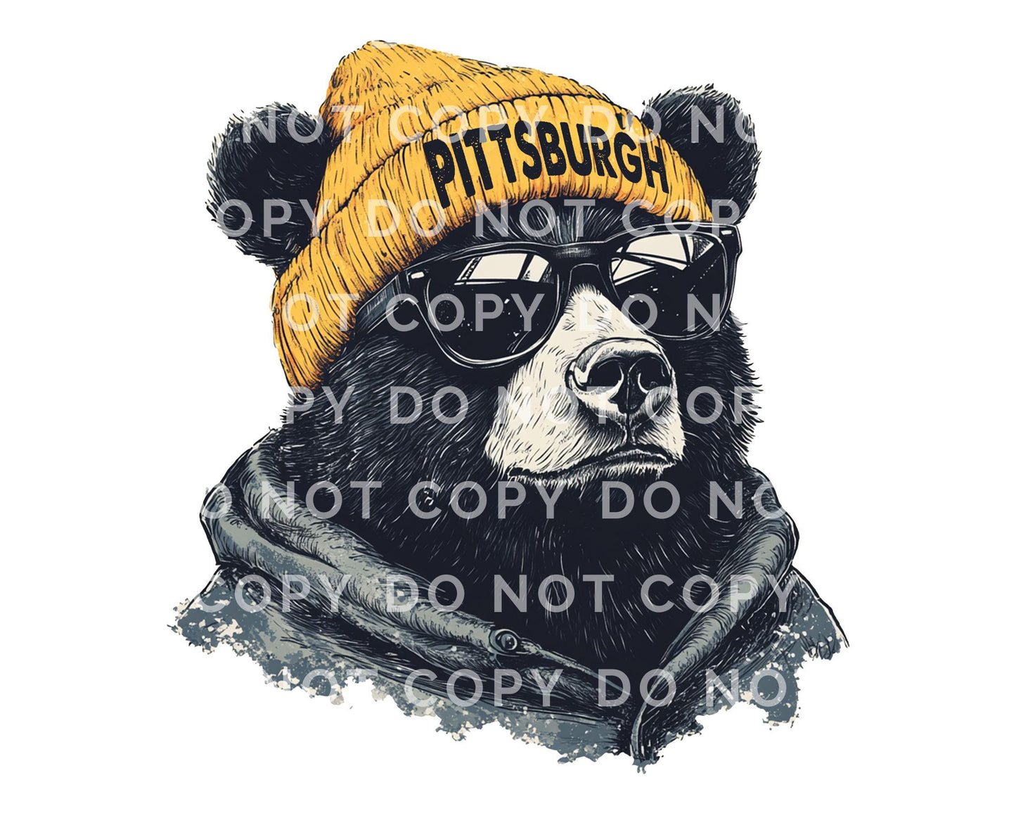 Pittsburgh Football DTF Transfers, Ready to Press, T-shirt Transfers, Heat Transfer, Direct to Film, Sports Fan Apparel, Bear Animal Mascot