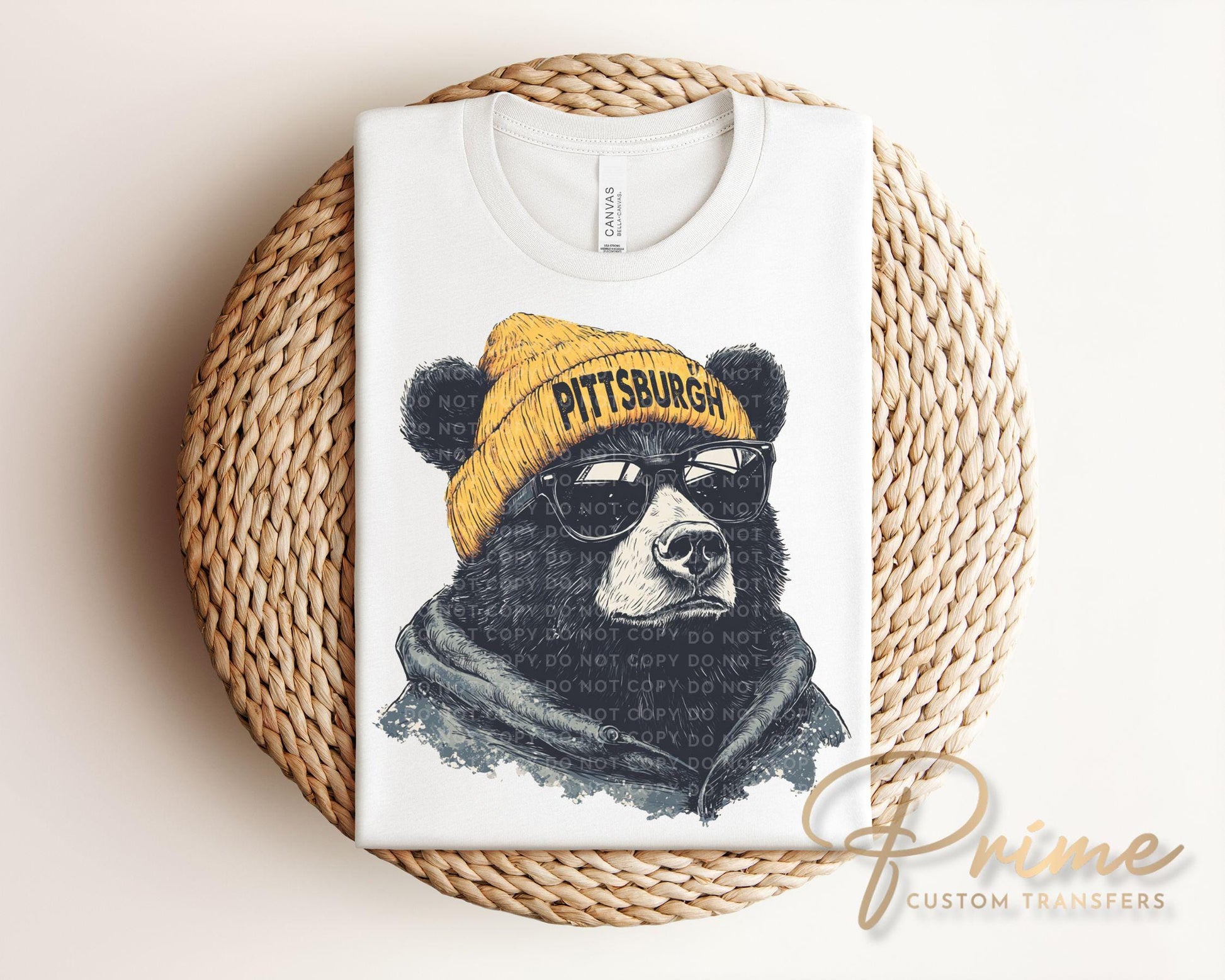 Pittsburgh Football DTF Transfers, Ready to Press, T-shirt Transfers, Heat Transfer, Direct to Film, Sports Fan Apparel, Bear Animal Mascot