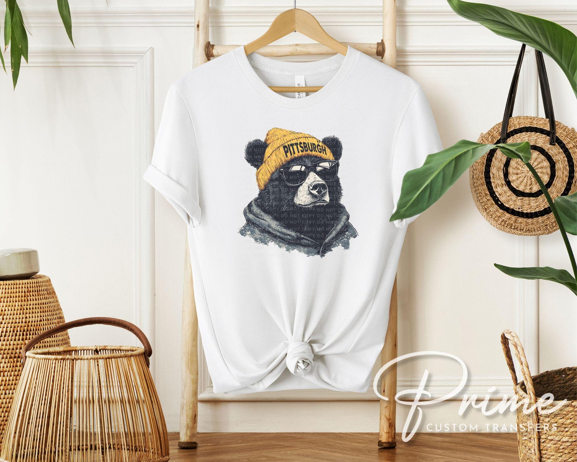 Pittsburgh Football DTF Transfers, Ready to Press, T-shirt Transfers, Heat Transfer, Direct to Film, Sports Fan Apparel, Bear Animal Mascot