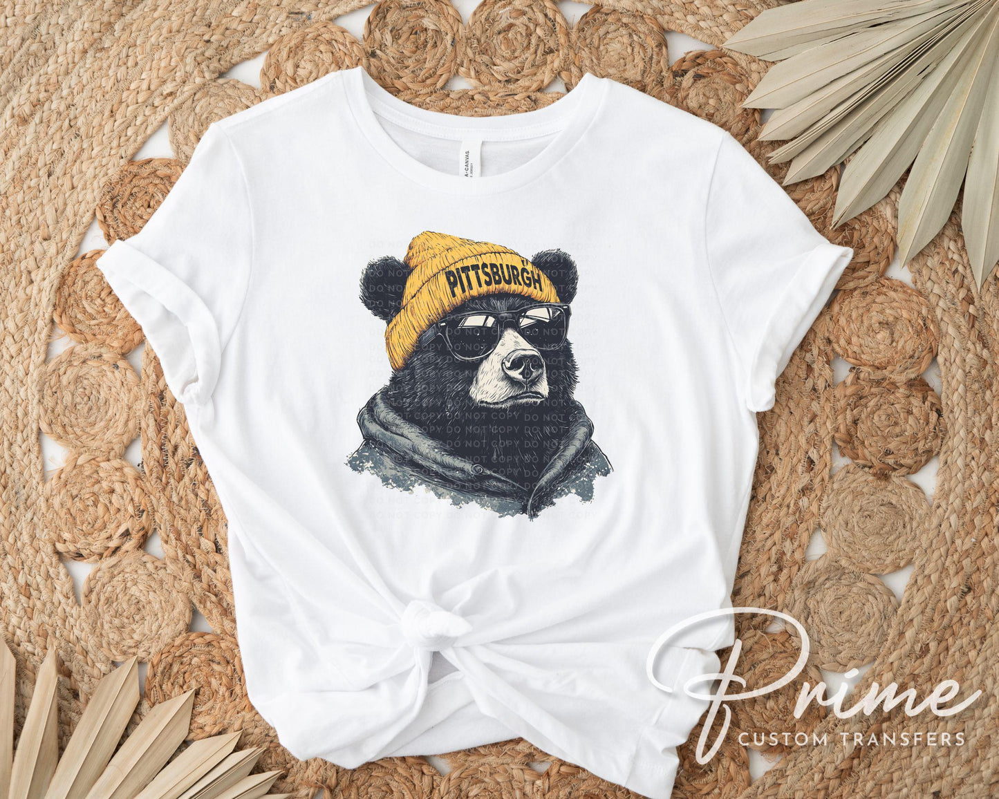Pittsburgh Football DTF Transfers, Ready to Press, T-shirt Transfers, Heat Transfer, Direct to Film, Sports Fan Apparel, Bear Animal Mascot