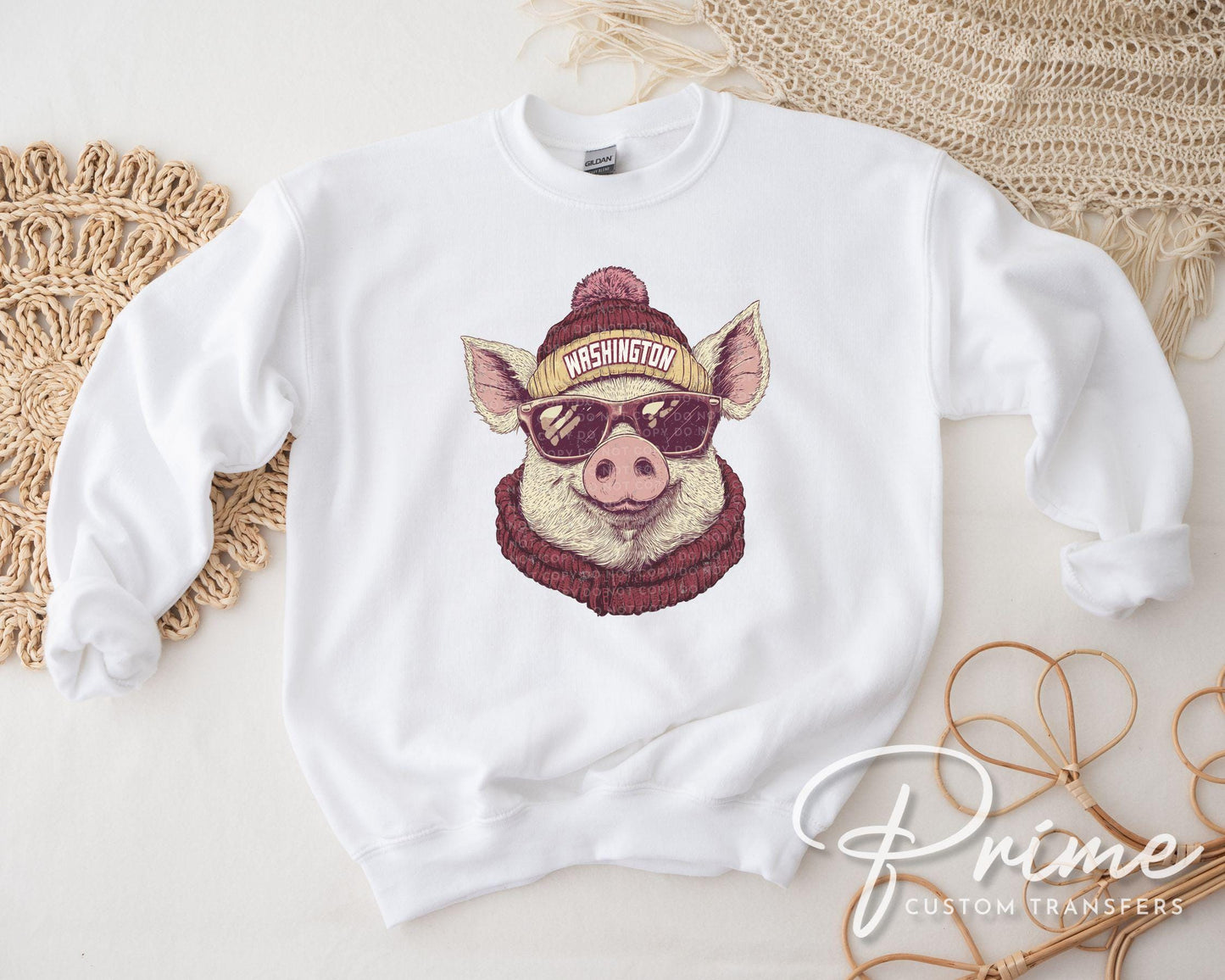 Washington Football DTF Transfer, Ready to Press, T-shirt Transfer, Heat Transfer, Direct to Film, Sport Fan Apparel, Game Day Animal Mascot