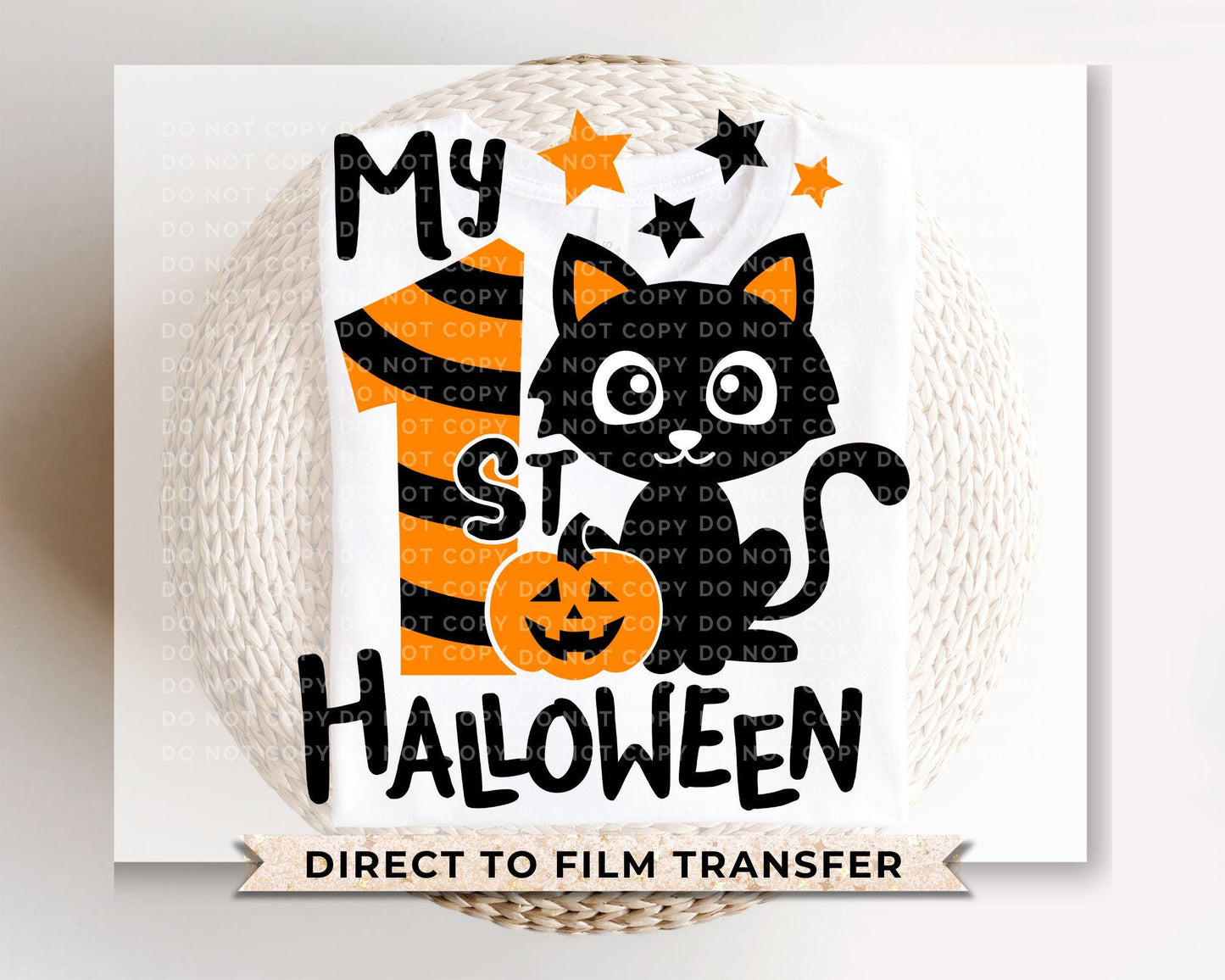 First Halloween DTF Transfers, Ready to Press, T-shirt Transfers, Heat Transfer, Direct to Film, Baby Boy, Holiday, Fall, Autumn, Black Cat