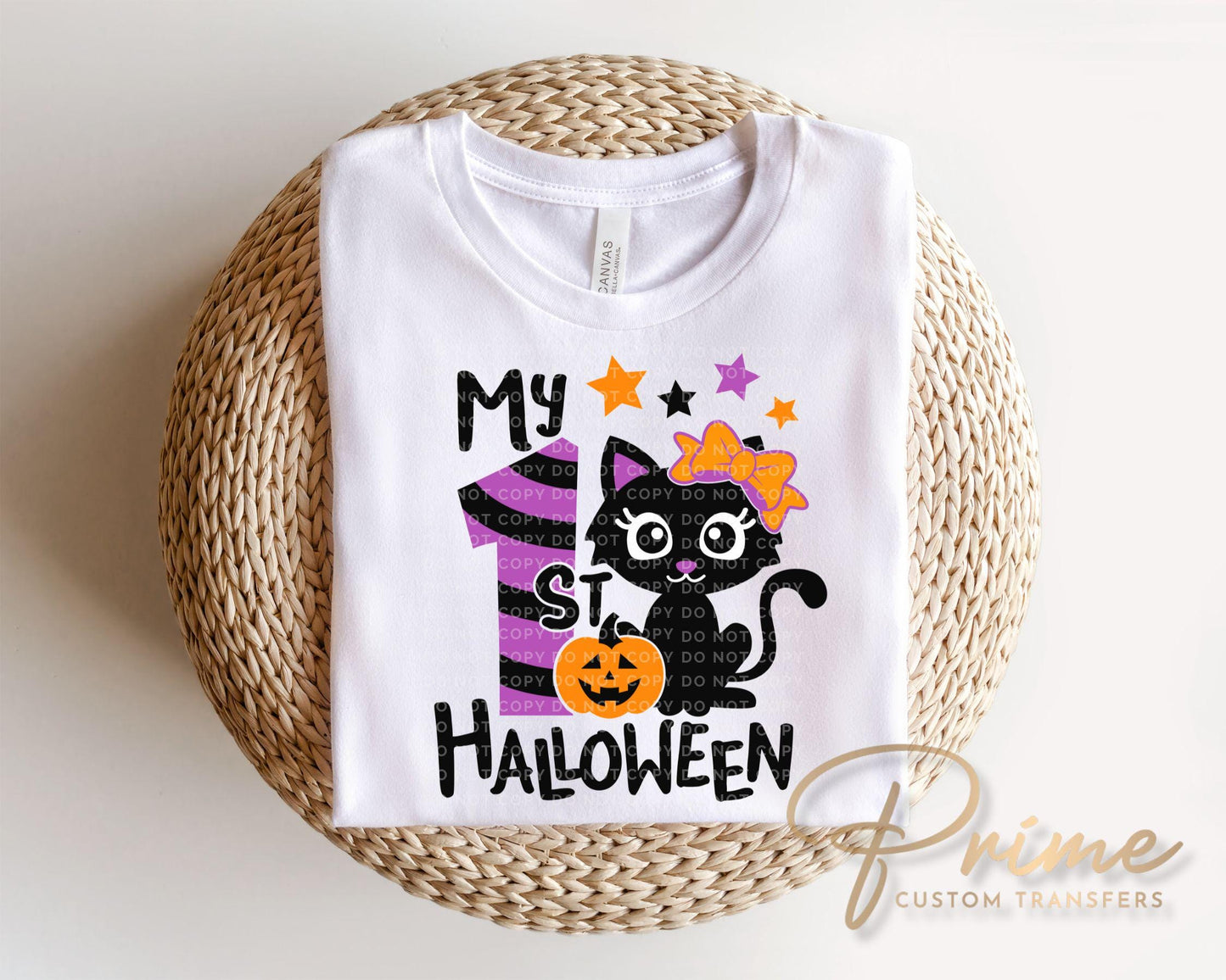 My First Halloween DTF Transfer, Ready to Press, T-shirt Transfer, Heat Transfer, Direct to Film, Baby Girl, Holiday, Fall, Autumn Black Cat