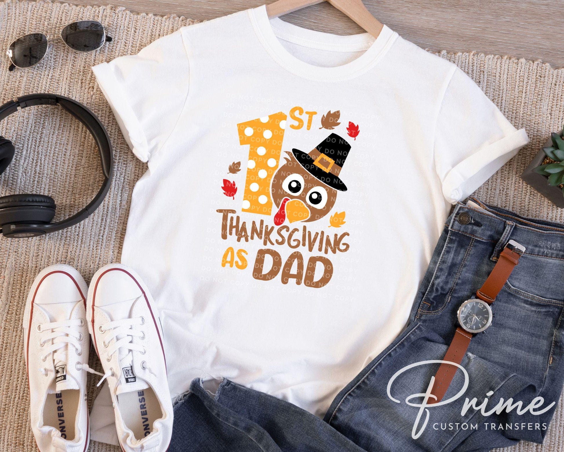1st Thanksgiving as Dad DTF Transfer, Ready to Press, T-shirt Transfer, Heat Transfer, Direct to Film, Matching Shirts, Daddy and Me