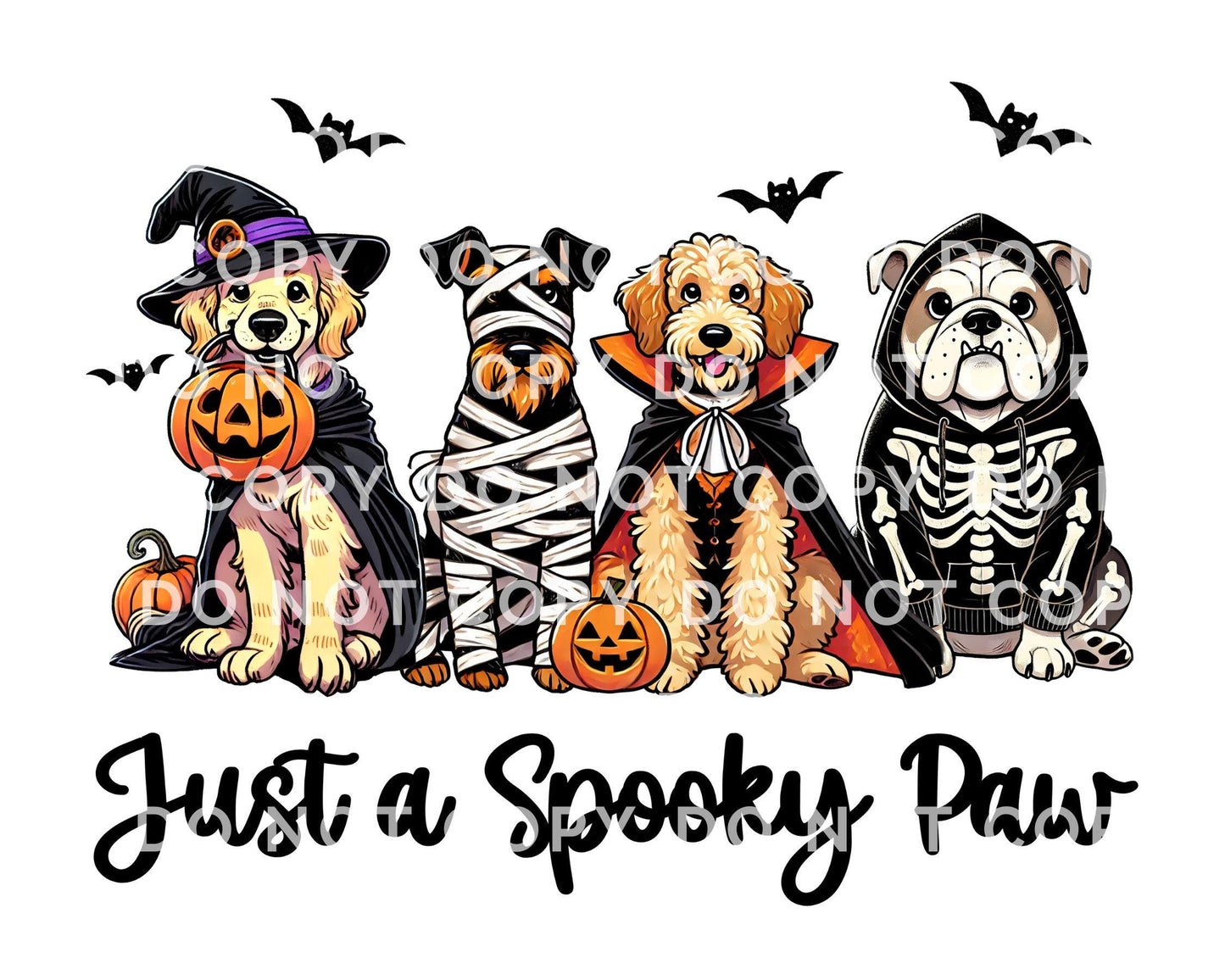 Halloween Dogs DTF Transfers, Ready to Press, T-shirt Transfers, Heat Transfer, Direct to Film, Ghost, Puppy, Pet Lover, Just a Spooky Paw