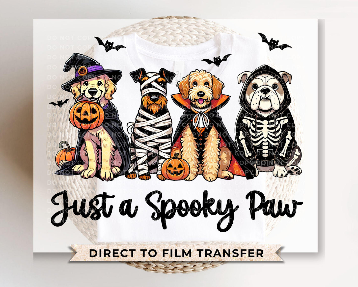 Halloween Dogs DTF Transfers, Ready to Press, T-shirt Transfers, Heat Transfer, Direct to Film, Ghost, Puppy, Pet Lover, Just a Spooky Paw