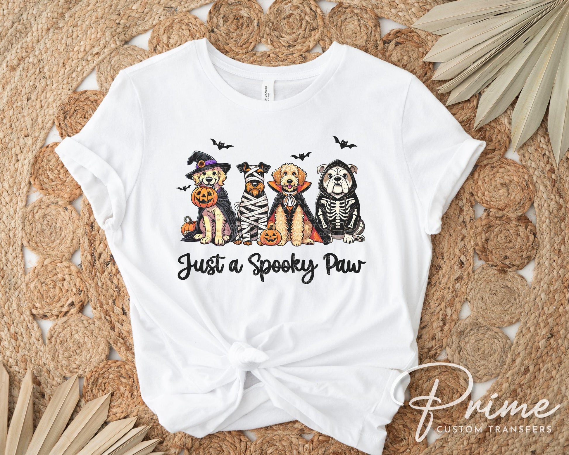 Halloween Dogs DTF Transfers, Ready to Press, T-shirt Transfers, Heat Transfer, Direct to Film, Ghost, Puppy, Pet Lover, Just a Spooky Paw