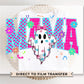 Halloween Neon Mama DTF Transfer, Ready to Press, T-shirt Transfer, Heat Transfer, Direct to Film, Spooky Season, Checkered, Gift for Mom