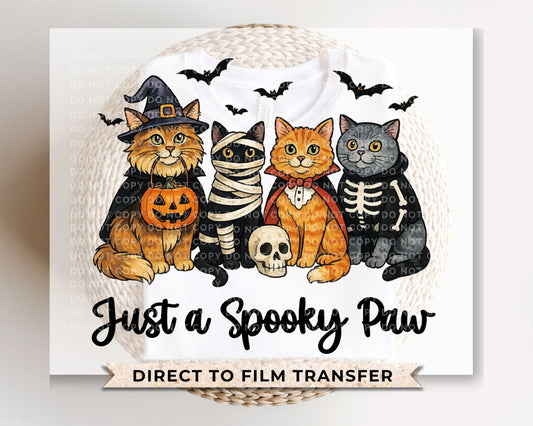 Halloween Cats DTF Transfers, Ready to Press, T-shirt Transfers, Heat Transfer, Direct to Film, Ghost, Kitten, Pet Lover, Just a Spooky Paw