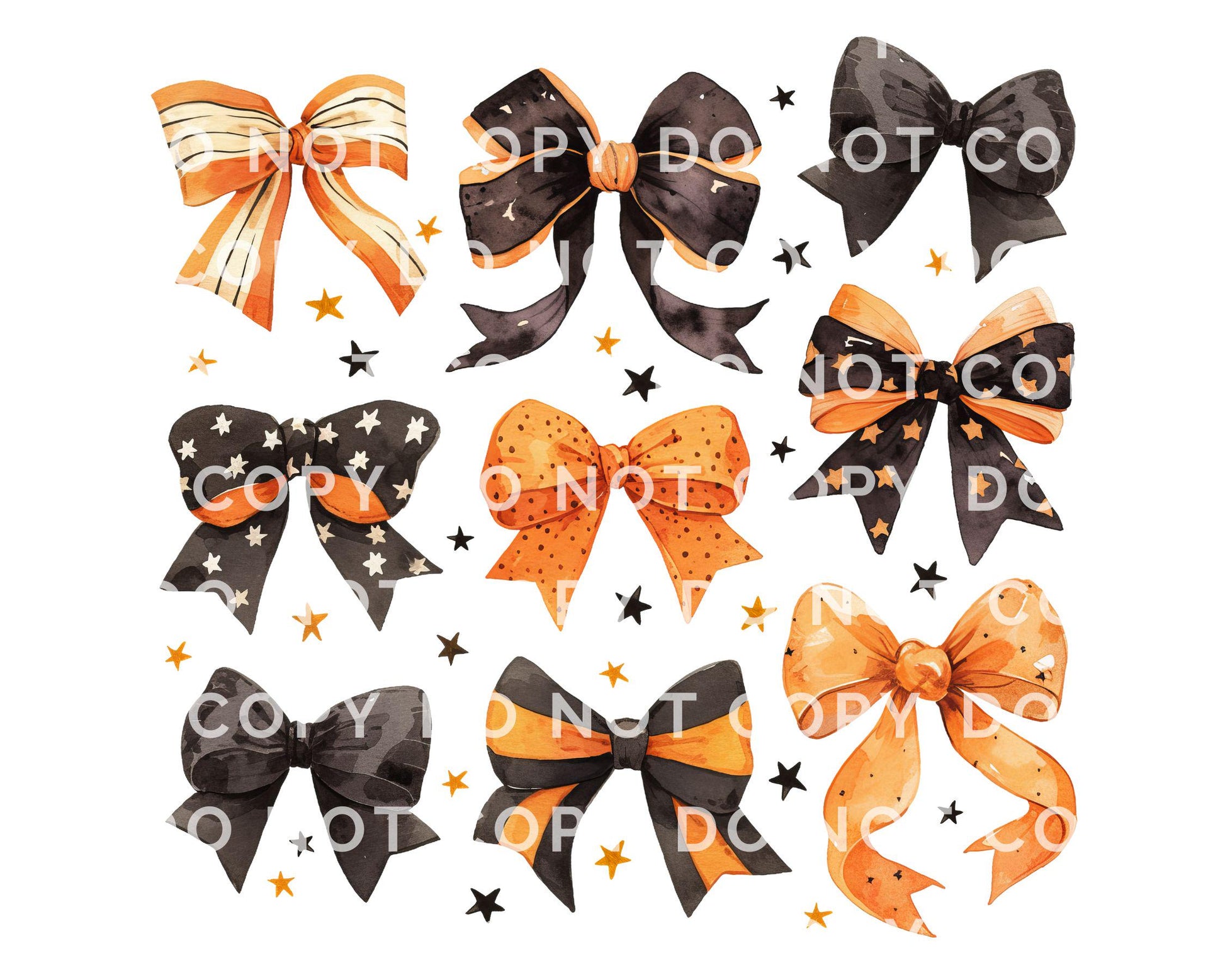 Coquette Halloween Bows DTF Transfer, Ready to Press, T-shirt Transfer, Heat Transfer, Direct to Film, Black, Orange, Fall, Autumn, Collage