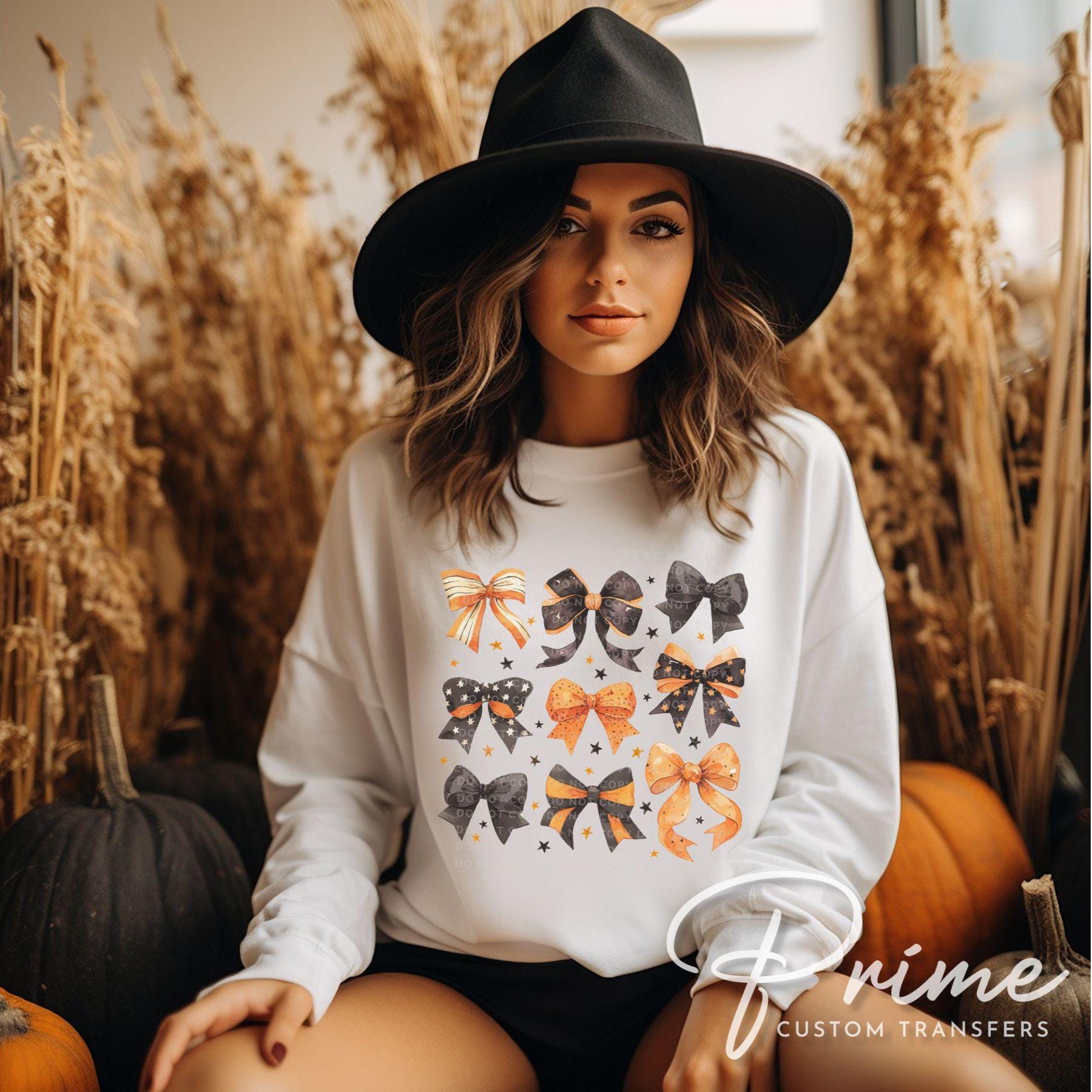 Coquette Halloween Bows DTF Transfer, Ready to Press, T-shirt Transfer, Heat Transfer, Direct to Film, Black, Orange, Fall, Autumn, Collage