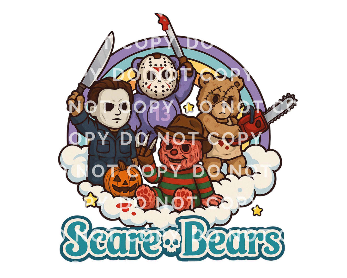 Scare Bears DTF Transfer, Ready to Press, Sublimation Transfer, Heat Transfer, Direct to Film, Spooky Season, Funny Halloween Shirt Transfer