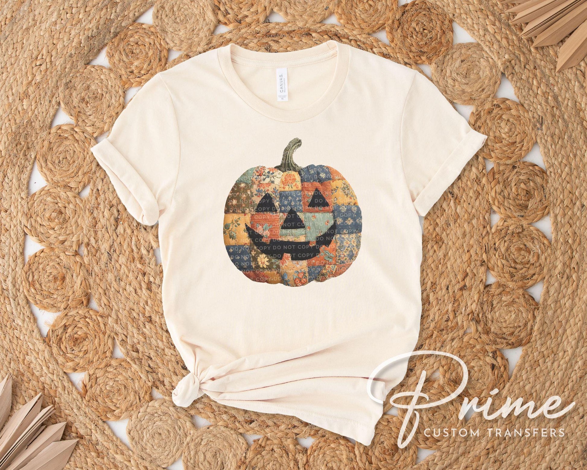 Preppy Floral Pumpkin DTF Transfer, Ready to Press, T-shirt Transfers, Heat Transfer, Direct to Film, Trendy, Patchwork, Autumn, Fall, Girly