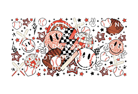 Baseball Collage UV DTF Glass Can Wrap for 16 oz Libbey Beer Can, Sticker, Permanent Adhesive Decal, No Heat, Waterproof, Fall, Sports Mom