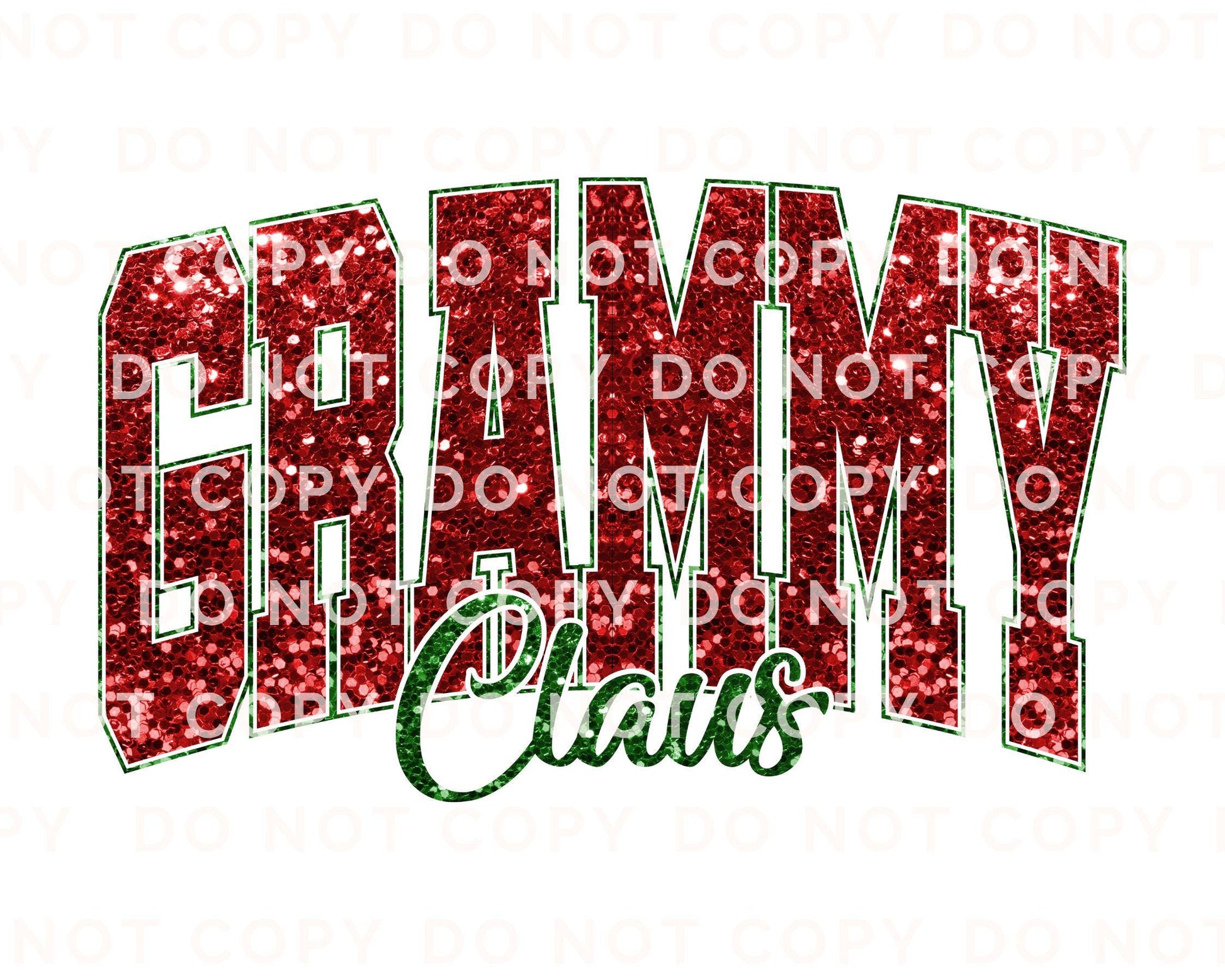 Grammy Claus Christmas DTF Transfer, Ready to Press, T-shirt Transfer, Heat Transfer, Faux Glitter, Matching Family Shirt, Gift for Grandma