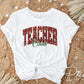 Teacher Claus DTF Transfer, Ready to Press, T-shirt Transfer, Heat Transfer, Faux Glitter, Direct to Film, Shirt, Christmas Gift for Teacher