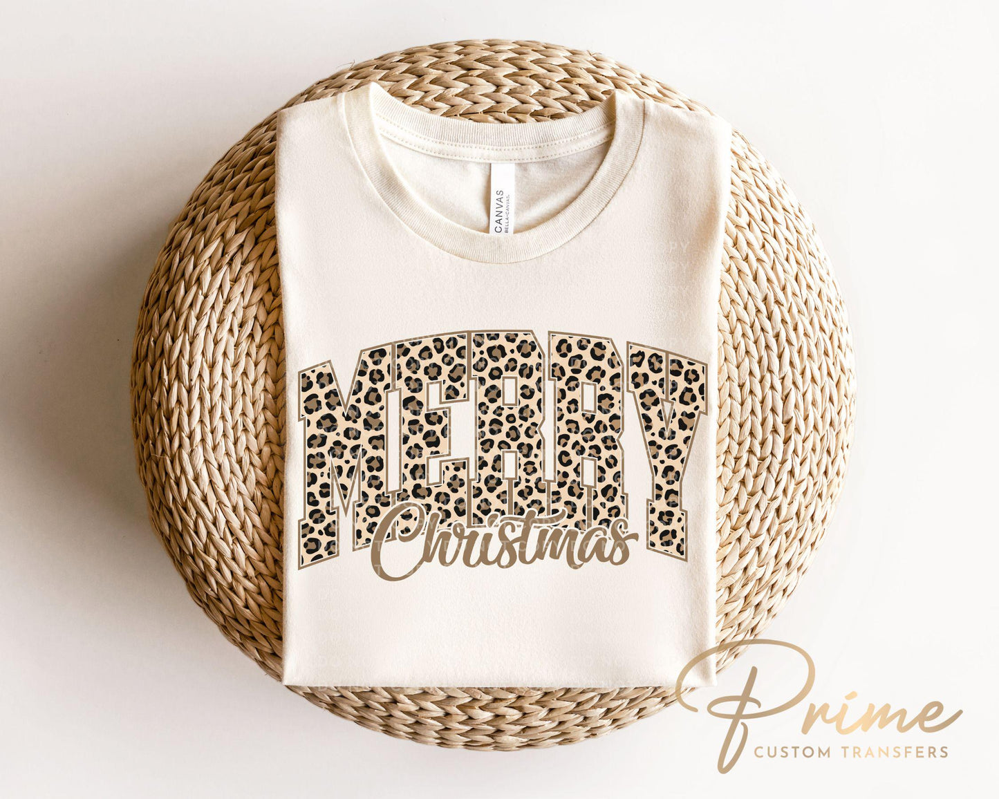 Leopard Print Merry Christmas DTF Transfers, Ready to Press, T-shirt Transfers, Heat Transfer, Direct to Film, Holiday, Holiday Gift for Mom