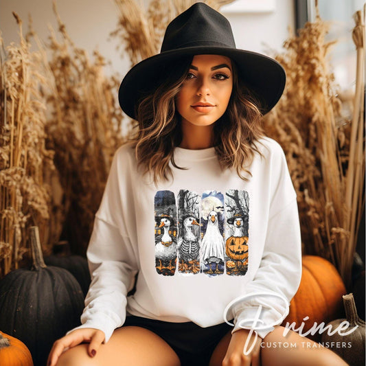 Halloween Ghost Goose DTF Transfer, Ready to Press, Transfer, Heat Transfer, Direct to Film, Autumn, Skeleton, Spooky Season, Trendy