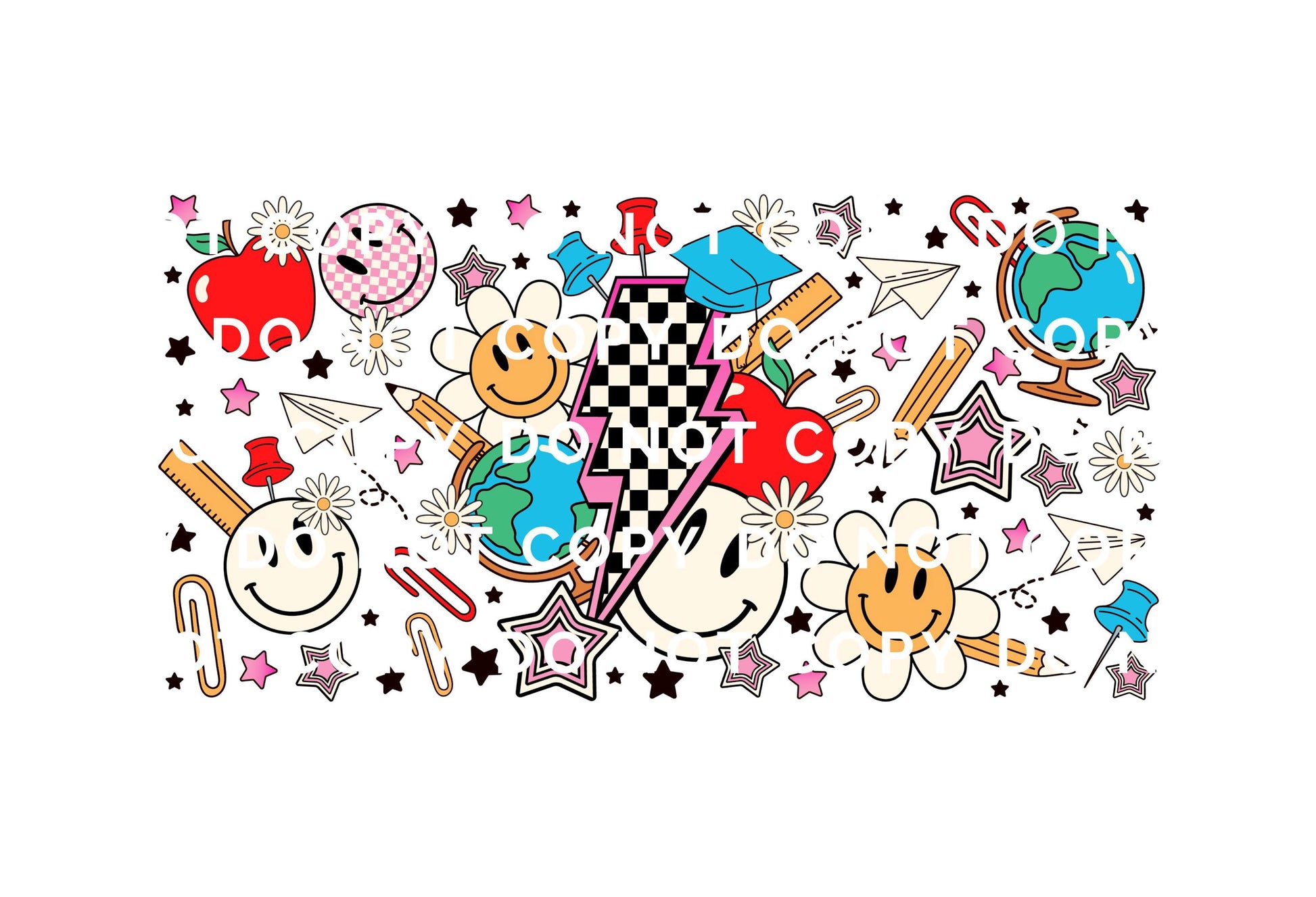 School Collage UV DTF Glass Can Wrap for 16 oz Libbey Beer Can, Sticker, Permanent Adhesive Decal, No Heat, Waterproof, Teacher Gift