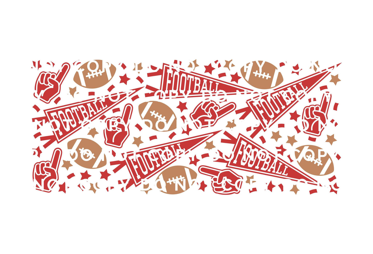 Football UV DTF Libbey 16oz Cup Wrap Sticker, Ready to Apply, No Heat, Permanent Adhesive, Waterproof, Glass Can, Game Day, Team, Touchdown