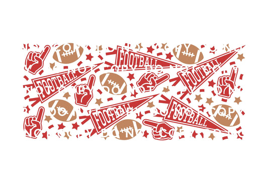 Football UV DTF Libbey 16oz Cup Wrap Sticker, Ready to Apply, No Heat, Permanent Adhesive, Waterproof, Glass Can, Game Day, Team, Touchdown