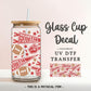 Football UV DTF Libbey 16oz Cup Wrap Sticker, Ready to Apply, No Heat, Permanent Adhesive, Waterproof, Glass Can, Game Day, Team, Touchdown