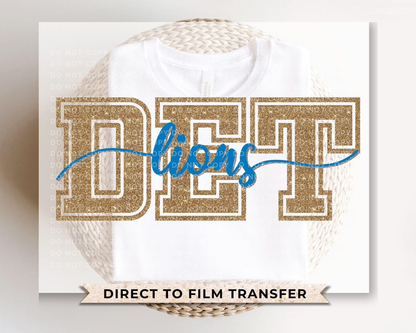 Detroit Football DTF Transfers, Ready to Press, T-shirt Transfer, Heat Transfer, Direct to Film, Sports Fan Apparel, Girly, FAUX Glitter