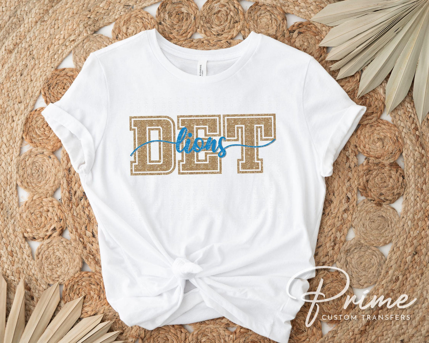 Detroit Football DTF Transfers, Ready to Press, T-shirt Transfer, Heat Transfer, Direct to Film, Sports Fan Apparel, Girly, FAUX Glitter