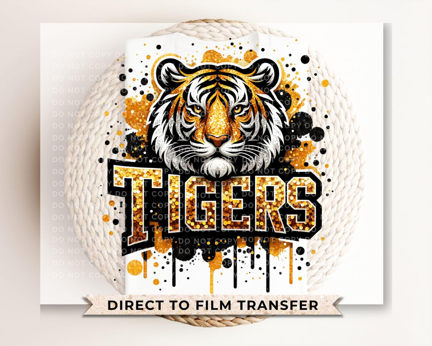 Tiger Mascot DTF Transfer, Ready to Press, T-shirt Transfer, Heat Transfer, Direct to Film, Sport Fan, Football, Baseball, Basketball