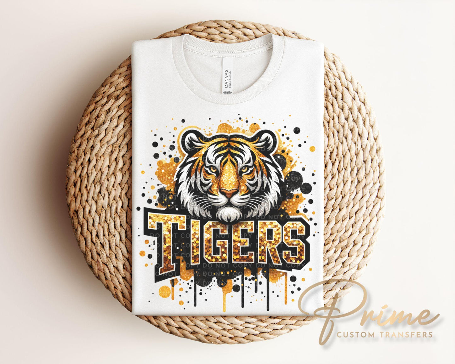 Tiger Mascot DTF Transfer, Ready to Press, T-shirt Transfer, Heat Transfer, Direct to Film, Sport Fan, Football, Baseball, Basketball