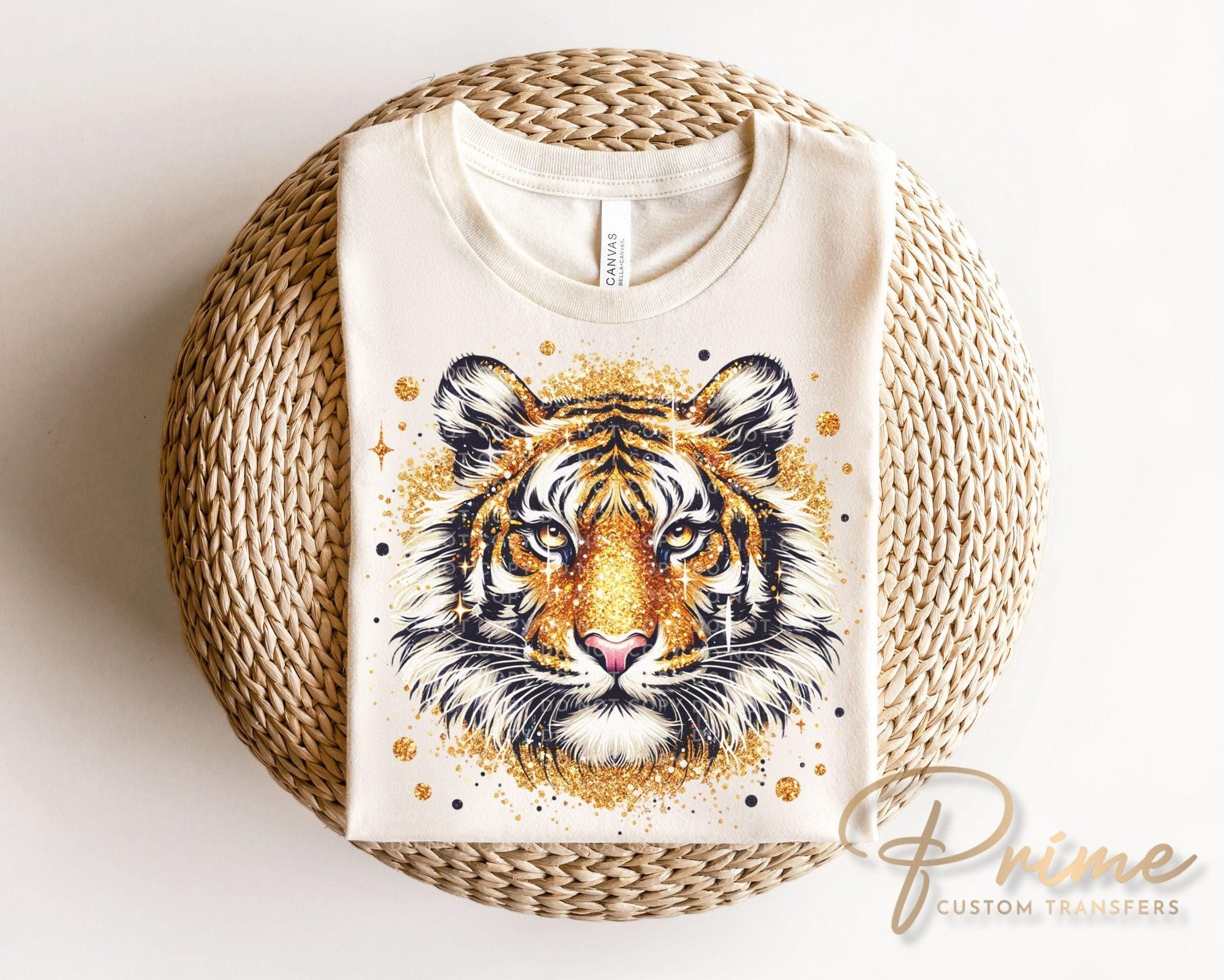 Tiger Mascot DTF Transfer, Ready to Press, T-shirt Transfer, Heat Transfer, Direct to Film, Football, Baseball, Basketball, FAUX Glitter