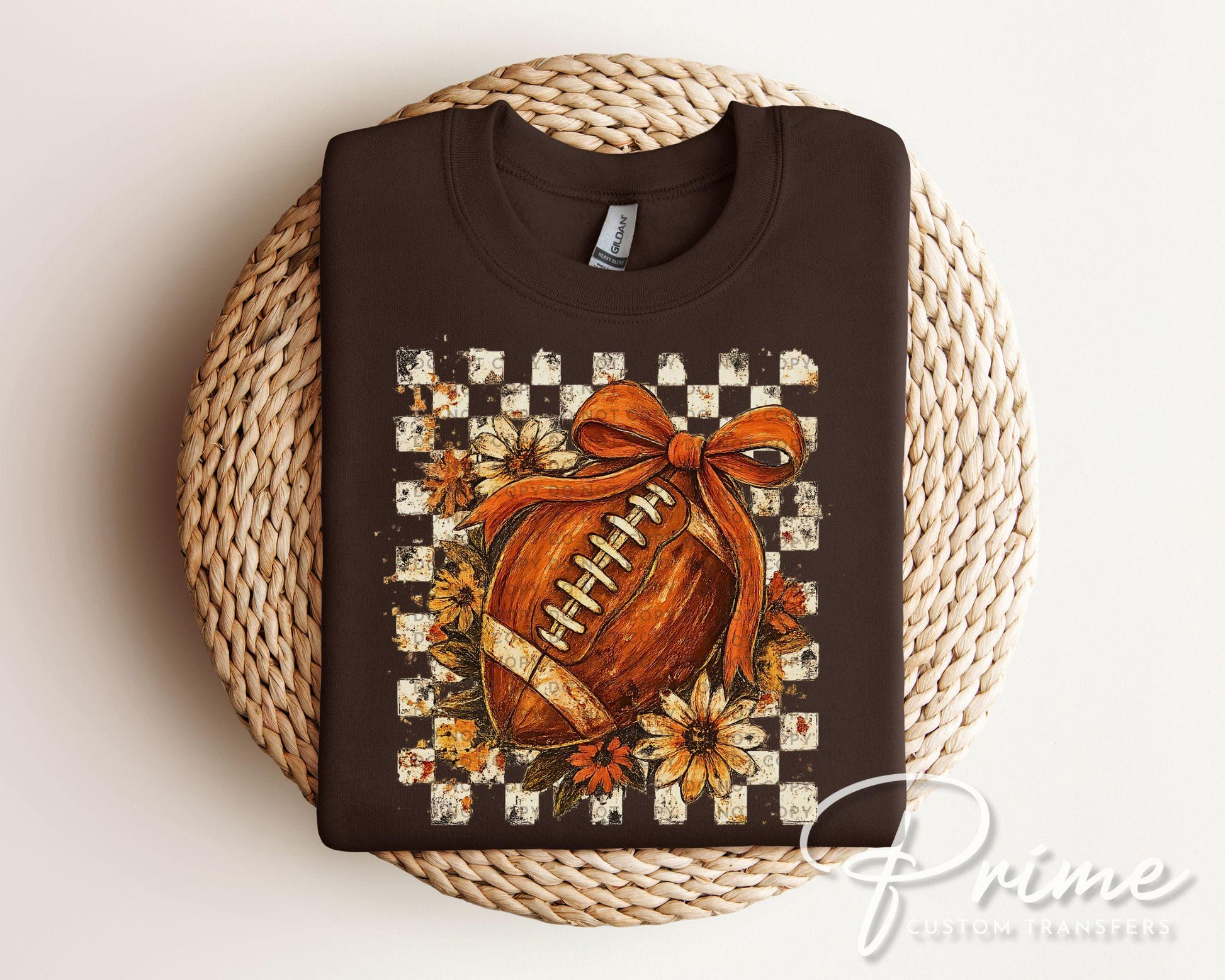 Fall Checkered Football DTF Transfer, Ready to Press, T-shirt Transfer, Heat Transfer, Direct to Film, Game Day Shirt, Touchdown, Coquette