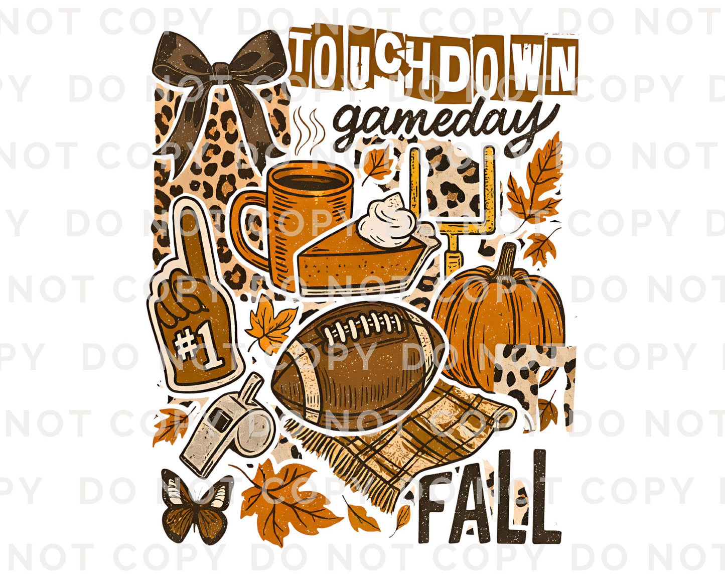 Fall Football Collage DTF Transfer, Ready to Press, T-shirt Transfer, Heat Transfer, Direct to Film, Game Day, Coquette Football Bow