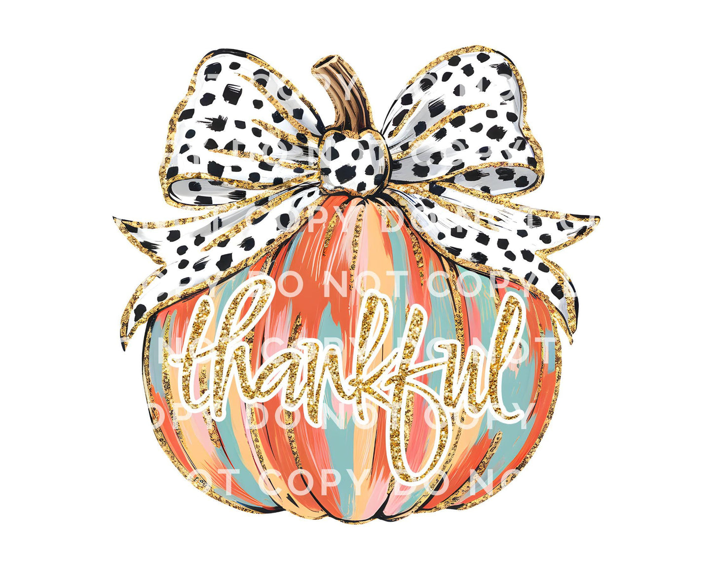 Polka Dot Thankful Pumpkin DTF Transfer, Ready to Press, Thanksgiving T-shirt Transfer, Heat Transfer, Direct to Film