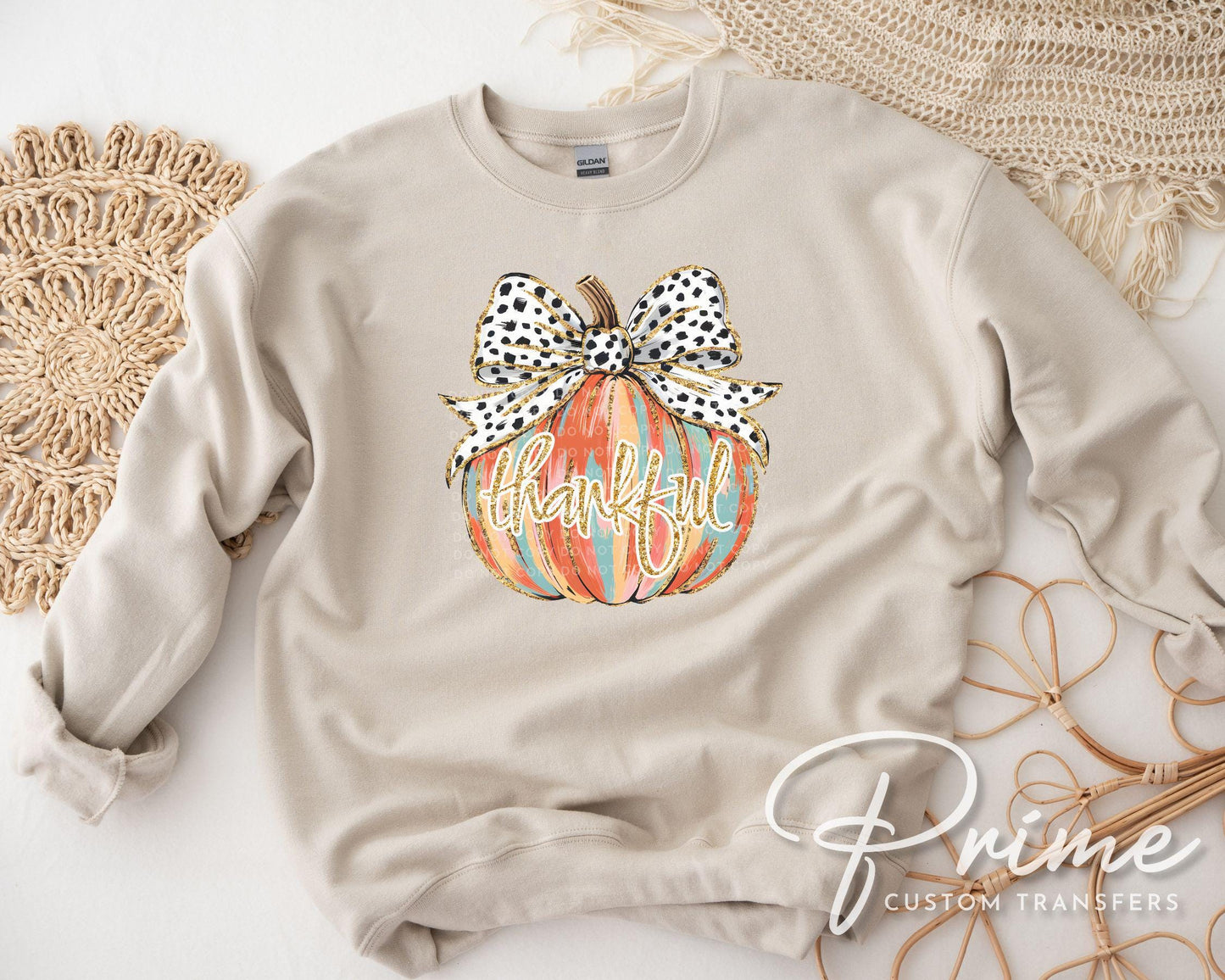 Polka Dot Thankful Pumpkin DTF Transfer, Ready to Press, Thanksgiving T-shirt Transfer, Heat Transfer, Direct to Film