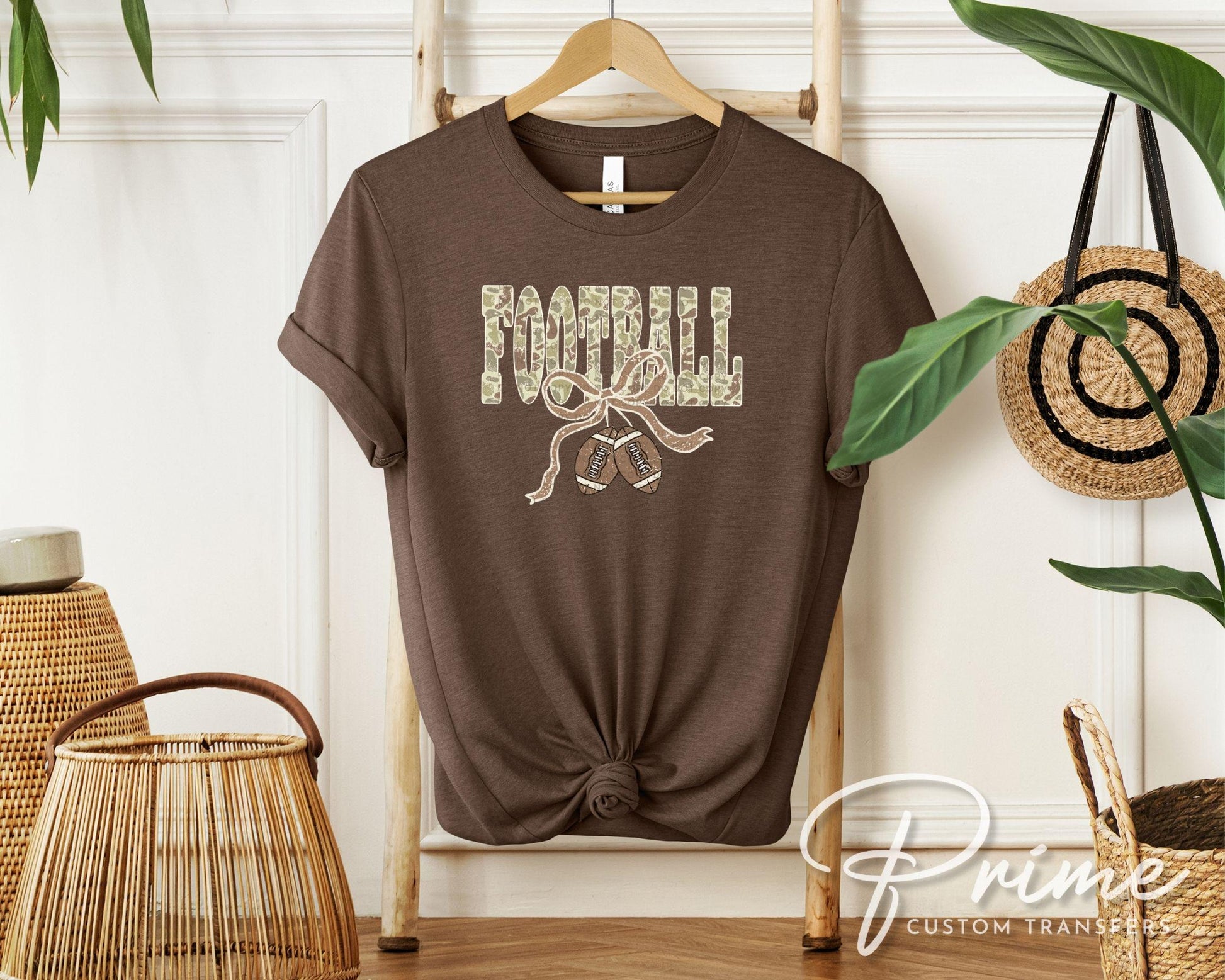 Camo Coquette Football DTF Transfer, Ready to Press, T-shirt Transfer, Heat Transfer, Direct to Film, Game Day Shirt Transfer