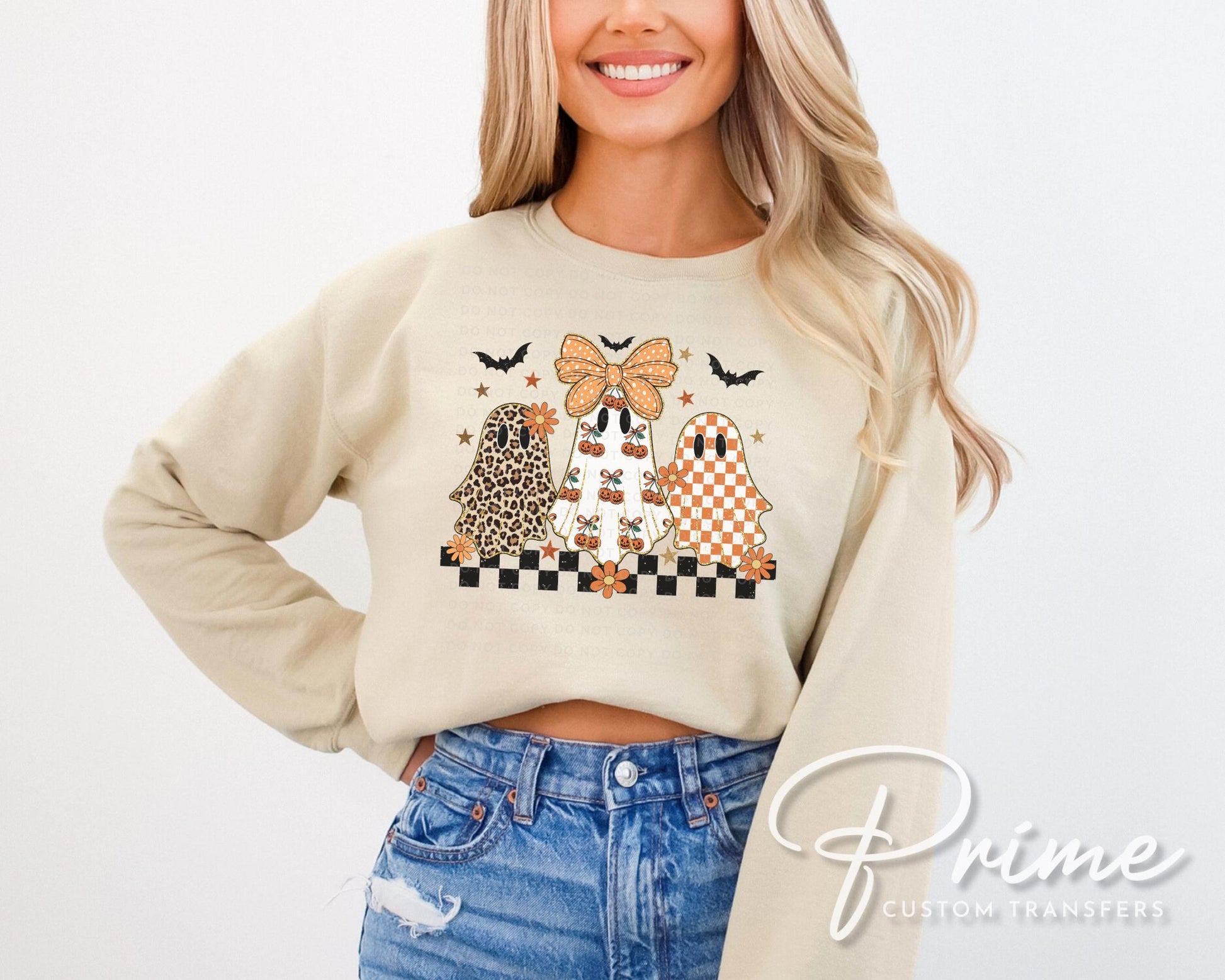 Checkered Coquette Ghosts DTF T-Shirt Transfer | Ready to Press