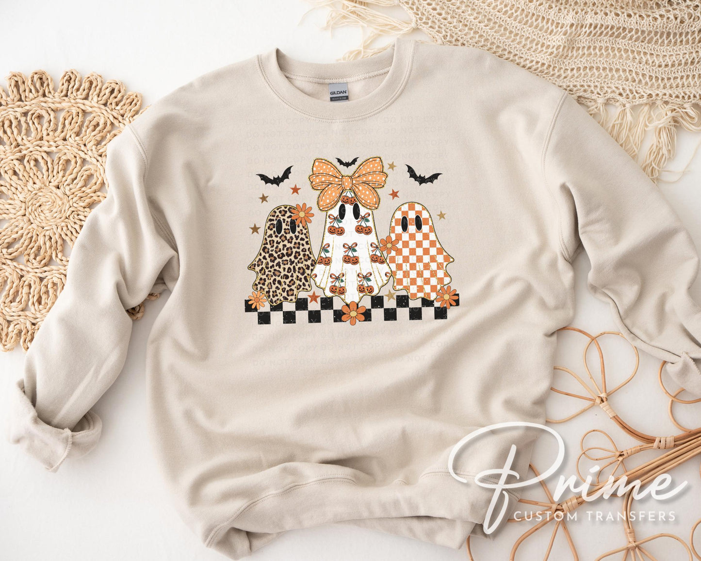 Checkered Coquette Ghosts DTF T-Shirt Transfer | Ready to Press