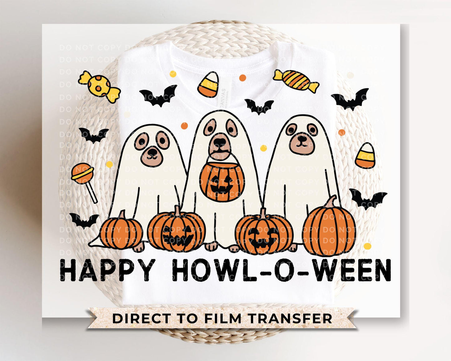 Halloween Dogs DTF Transfers, Ready to Press, T-shirt Transfers, Heat Transfer, Direct to Film, Ghost, Puppy, Pet Lover, Happy Howl-O-Ween