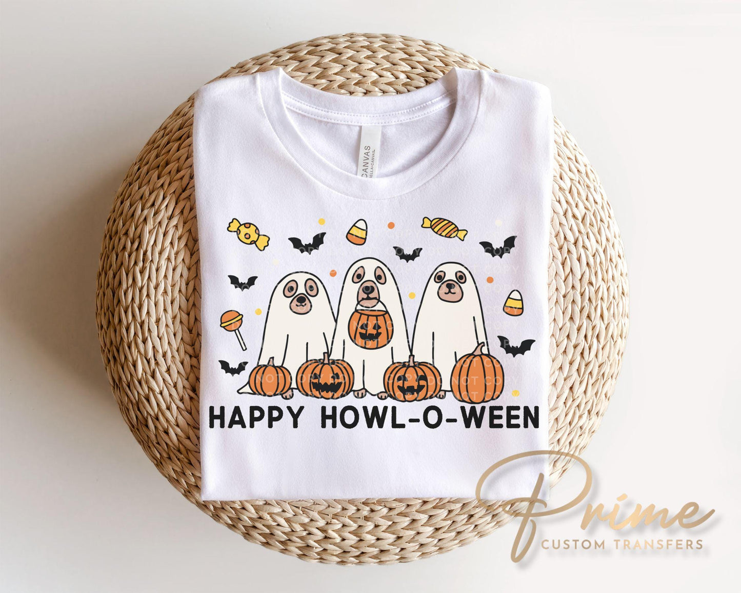 Halloween Dogs DTF Transfers, Ready to Press, T-shirt Transfers, Heat Transfer, Direct to Film, Ghost, Puppy, Pet Lover, Happy Howl-O-Ween